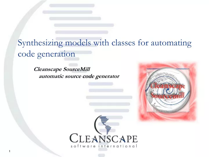 synthesizing models with classes for automating code generation