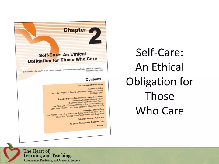 self care an ethical obligation for those who care