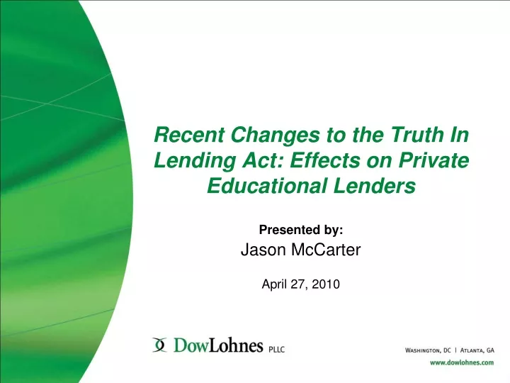 recent changes to the truth in lending act effects on private educational lenders