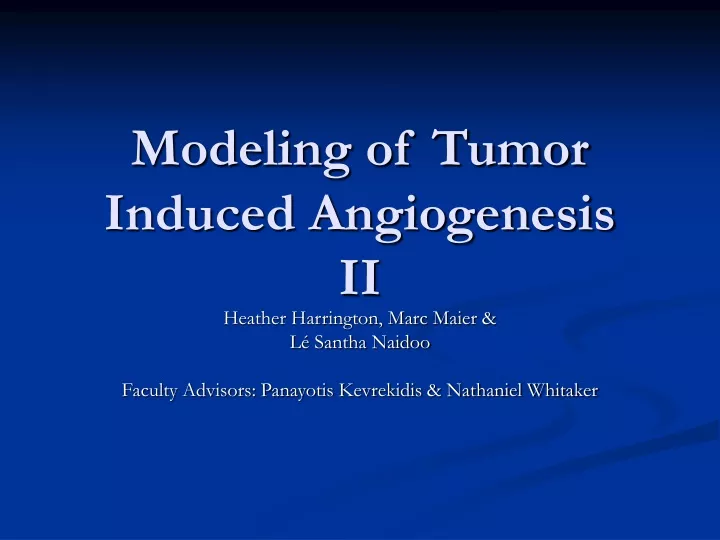 modeling of tumor induced angiogenesis ii