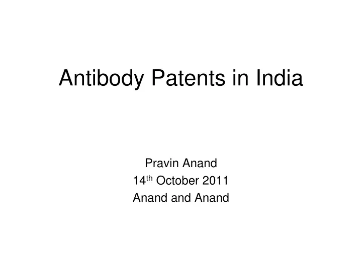 antibody patents in india