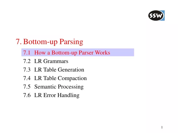 7 bottom up parsing 7 1 how a bottom up parser