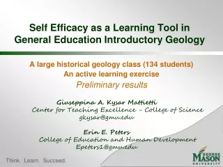 Self Efficacy as a Learning Tool in General Education Introductory Geology