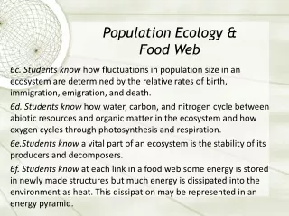 Population Ecology &amp;  Food Web