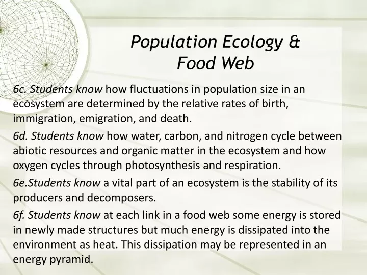 population ecology food web