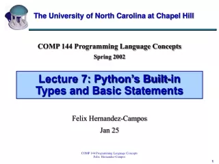 Lecture 7: Python’s Built-in  Types and Basic Statements