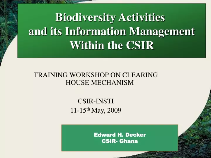 biodiversity activities and its information