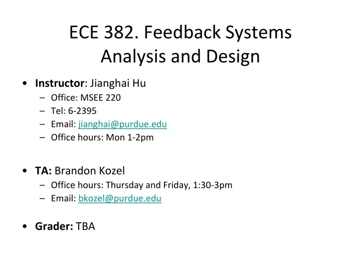 ece 382 feedback systems analysis and design