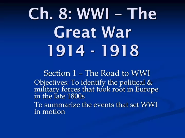 ch 8 wwi the great war 1914 1918