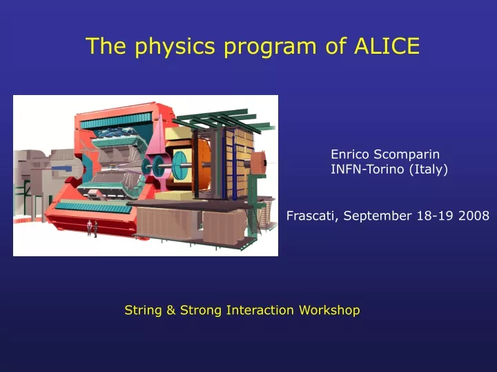 the physics program of alice