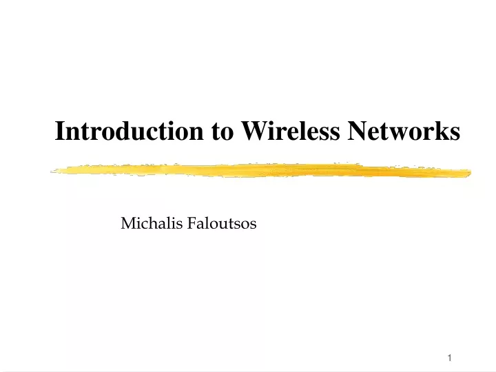 introduction to wireless networks