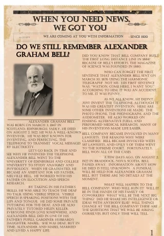 Do We Still Remember Alexander Graham Bell?