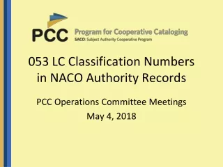053 LC Classification Numbers in NACO Authority Records