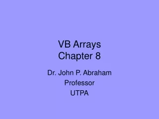 VB Arrays  Chapter 8
