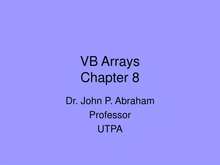 vb arrays chapter 8