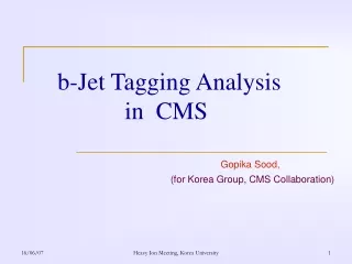 b-Jet Tagging Analysis                  in  CMS