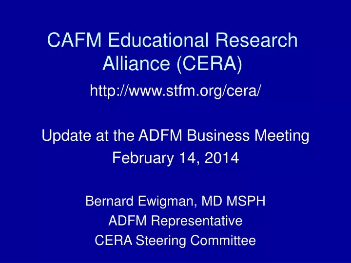 cafm educational research alliance cera
