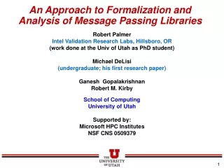 An Approach to Formalization and Analysis of Message Passing Libraries