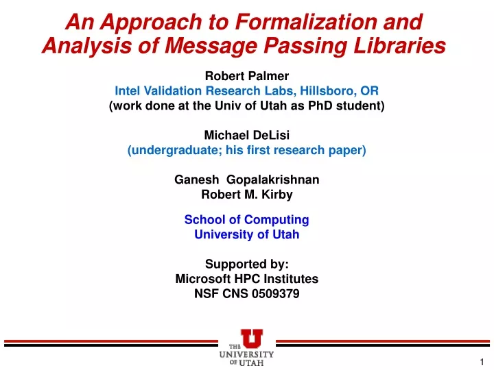 an approach to formalization and analysis of message passing libraries