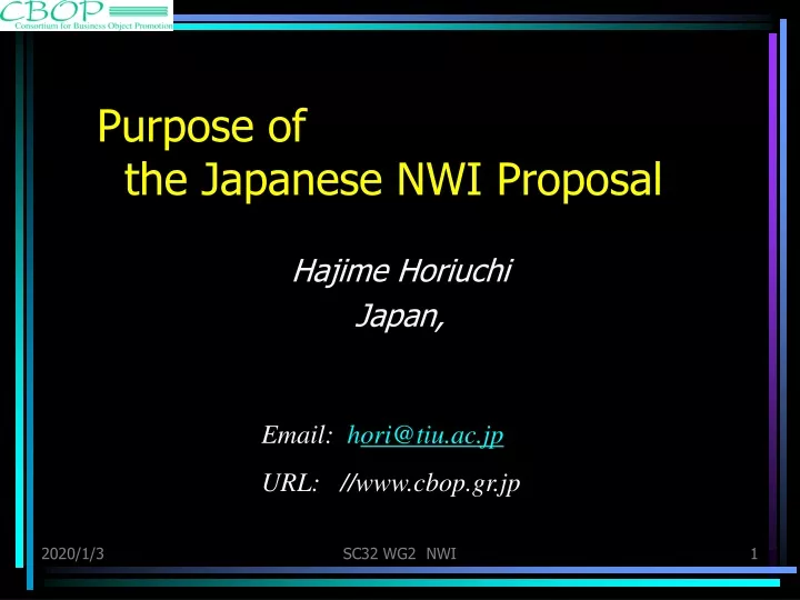 purpose of the japanese nwi proposal