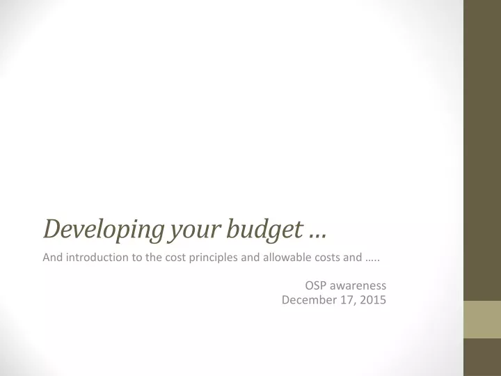 developing your budget