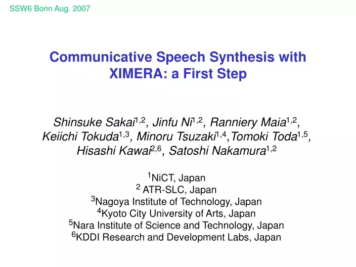 communicative speech synthesis with ximera a first step