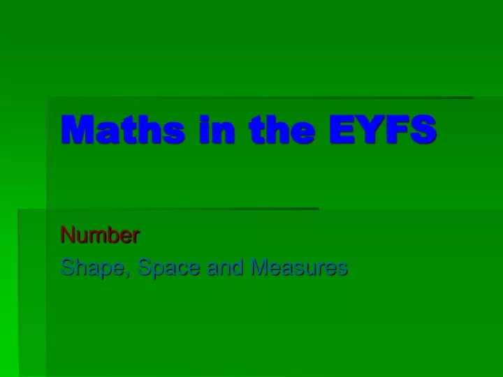 maths in the eyfs