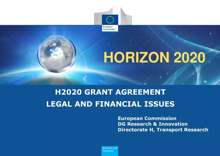 h2020 grant agreement legal and financial issues