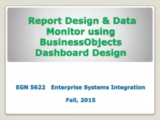 Report Design &amp; Data Monitor using  BusinessObjectsDashboard  Design Concepts and Theory