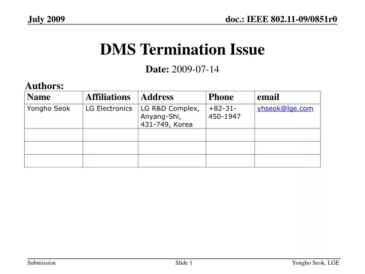dms termination issue