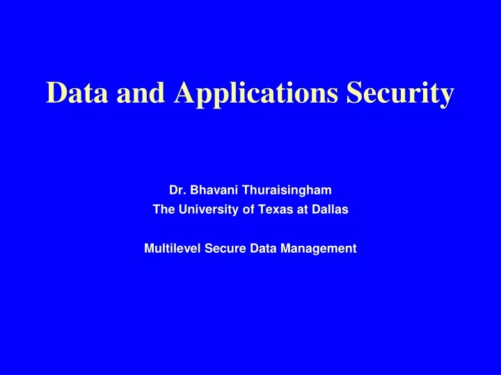 data and applications security
