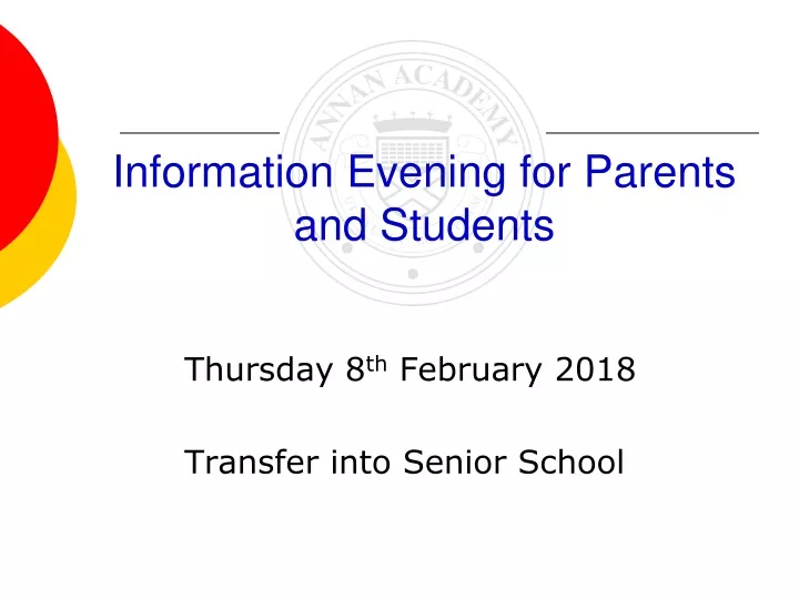 information evening for parents and students
