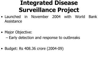 Integrated Disease Surveillance Project