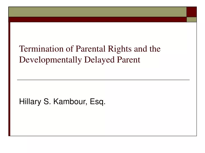 termination of parental rights and the developmentally delayed parent