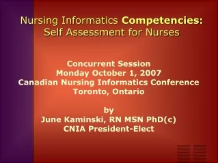 Nursing Informatics  Competencies: Self Assessment for Nurses