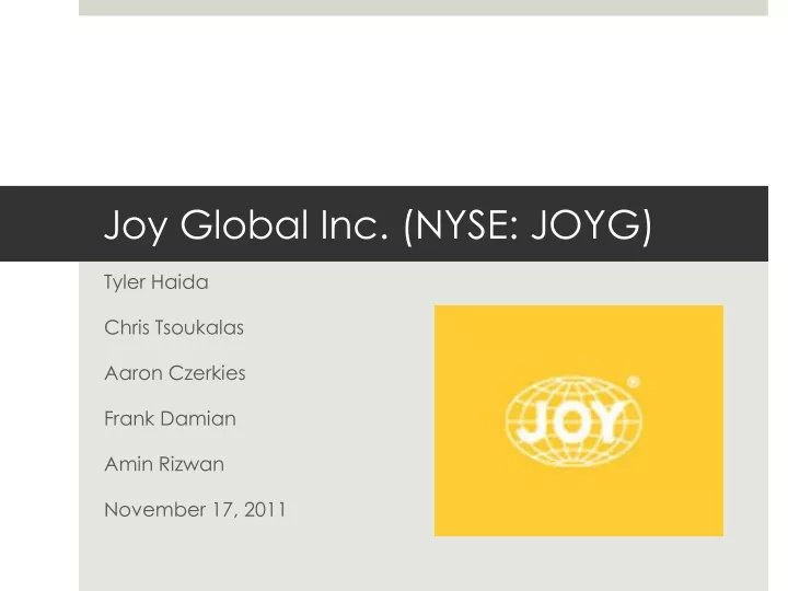 joy global inc nyse joyg