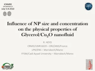 Influence of NP size and concentration on the physical properties of Glycerol/Cu 2 O nanofluid