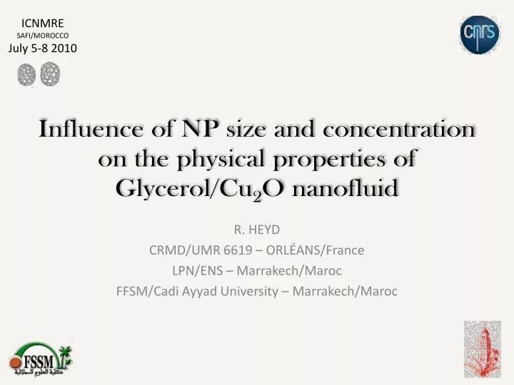 influence of np size and concentration on the physical properties of glycerol cu 2 o nanofluid