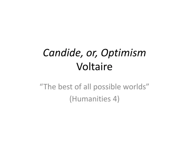 candide or optimism voltaire