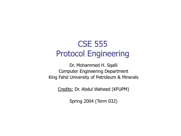 cse 555 protocol engineering