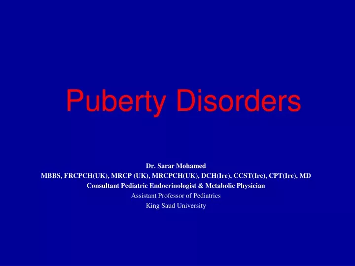 puberty disorders