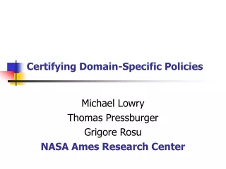 Certifying Domain-Specific Policies