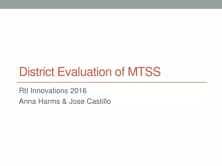 district evaluation of mtss