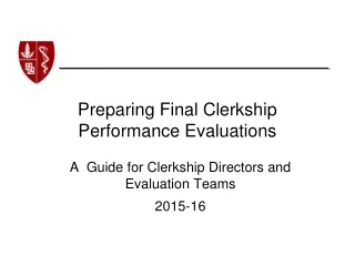 Preparing Final Clerkship Performance Evaluations