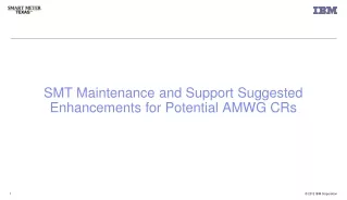 SMT Maintenance and Support Suggested Enhancements for Potential AMWG CRs