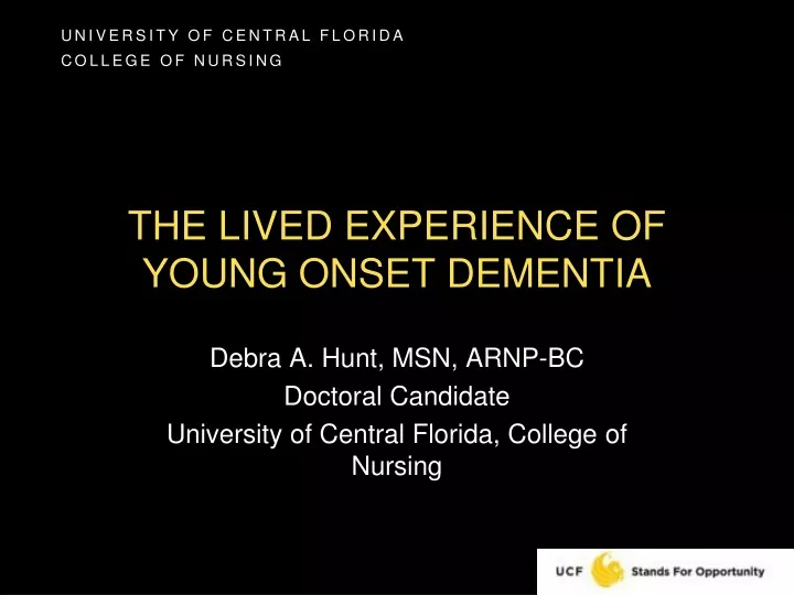 the lived experience of young onset dementia