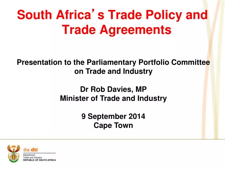 south africa s trade policy and trade agreements