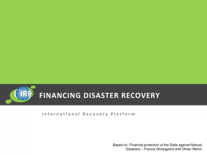 financing disaster recovery