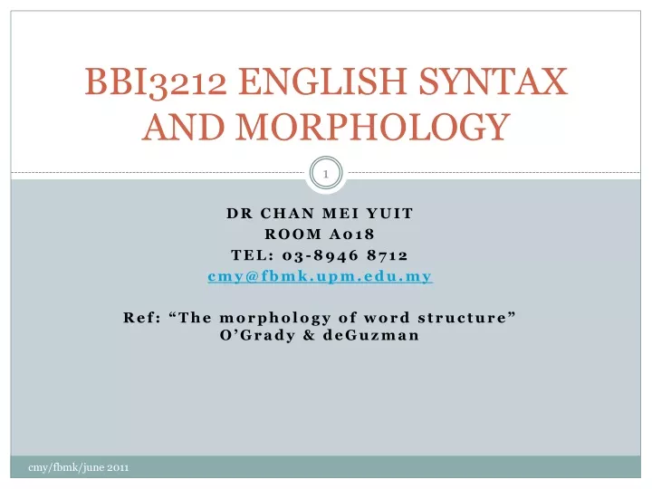 bbi3212 english syntax and morphology