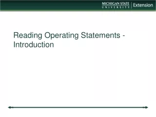 Reading Operating Statements - Introduction